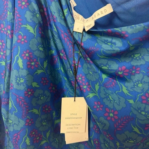 NWT Veronica Beard Lyric One Shoulder 100% Silk Floral Top - Cocktail Party Top - Picture 5 of 7